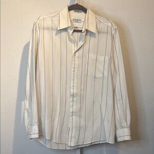 Yves Saint Laurent Men's Off White Striped Dress Shirt